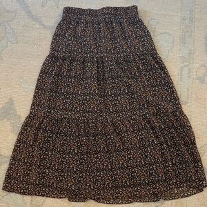 Madewell Black Floral Tiered Maxi Skirt